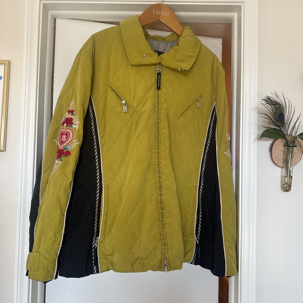 Embroidered Quilted Jacket in Olive Green by Bogner